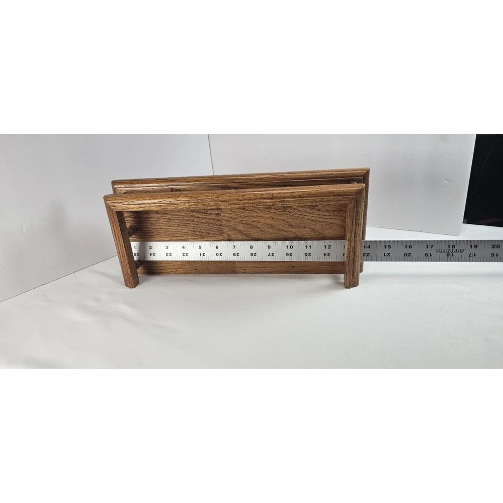 Vintage Spindle Plate Groove Rail Wood Wall Mounted Shelf Oak 14